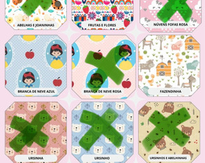 Estampa com x verde pode ter reposição e com x vermelho não terá reposição 