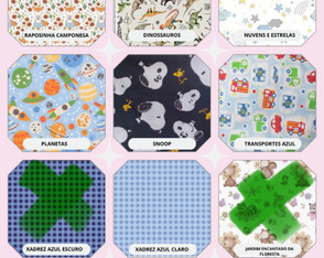 Estampa com x verde pode ter reposição e com x vermelho não terá reposição 